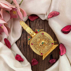 Vriksham Antique Gold Pendant With Parrot Motifs Kumkum Box-G21208