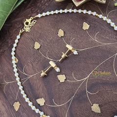 Vriksham Designer Pearl Choker Style Square Pendant Kundan Jadau Neckpiece-White-J3400