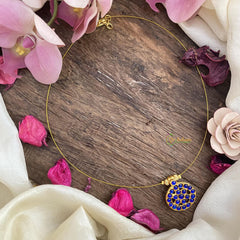 Single Blue Kemp Stone Pendant Invisible Chain-G15545