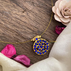 Single Blue Kemp Stone Pendant Invisible Chain-G15545