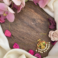 Lakshmi Pendant Red Kemp Stone Invisible Neckpiece-G15547