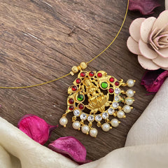 Lakshmi Pendant Red Kemp Stone Invisible Neckpiece-G15547