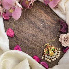 Lakshmi Pendant Red Kemp Stone Invisible Neckpiece-G15547
