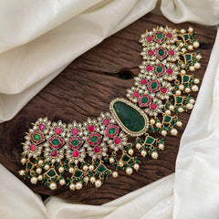 Royal Kundan Jadau Choker Neckpiece -Emerald Green- J2102