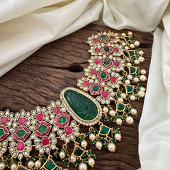 Royal Kundan Jadau Choker Neckpiece -Emerald Green- J2102