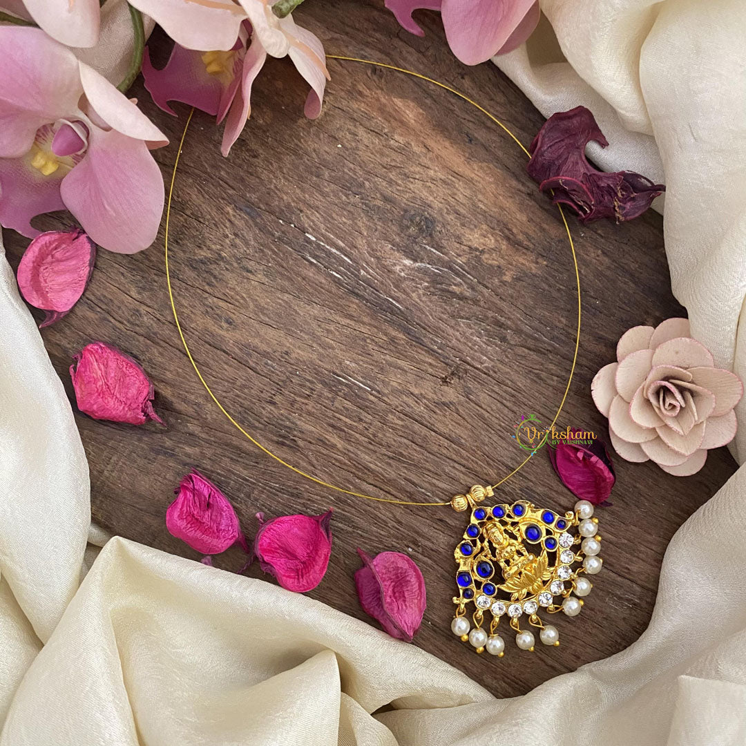 Lakshmi Pendant Blue Kemp Stone Invisible Neckpiece-G15546