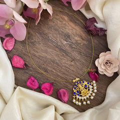 Lakshmi Pendant Blue Kemp Stone Invisible Neckpiece-G15546