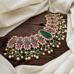 Royal Kundan Jadau Choker Neckpiece -Emerald Green- J2102