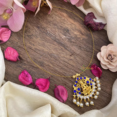 Lakshmi Pendant Blue Kemp Stone Invisible Neckpiece-G15546