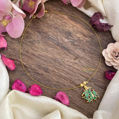 Green Jadu Kundan Krishna Pendant Invisible Neckpiece-G15568