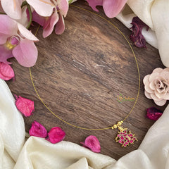 Red Jadu Kundan Krishna Pendant Invisible Neckpiece-G15567