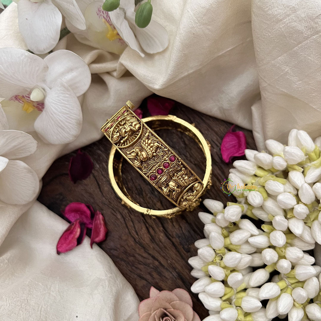 Vriksham Goddess Lakshmi Temple Kada Bangles-Screw Type Bangles-Red-G19909