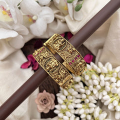 Vriksham Goddess Lakshmi Temple Kada Bangles-Screw Type Bangles-Red-G19909