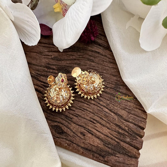 Elegant AD Stone Jhumka-Red-G15473