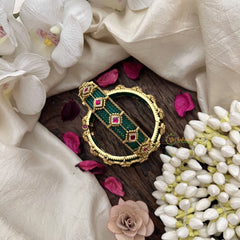 Vriksham Green Meenakari With Pink Stone Accents-Screw Type Bangles-G19910