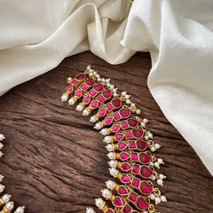 Elegant Kundan Jadau Manga Guttapusalu - Red - J2107