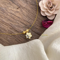 Flower Pendant Invisible Chain Neckpiece-White-G15593