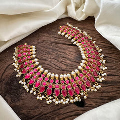 Elegant Kundan Jadau Manga Guttapusalu - Red - J2107