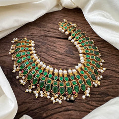 Elegant Kundan Jadau Manga Guttapusalu - Green - J2106