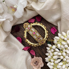 Vriksham Royal Pearl Work Bangles with Ruby Stones-Screw Type Bangles-G19912
