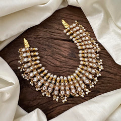 Elegant Kundan Jadau Manga Guttapusalu - White - J2108