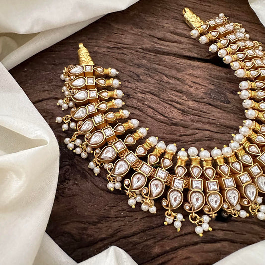 Elegant Kundan Jadau Manga Guttapusalu - White - J2108