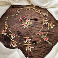 Unique Kundan Jadau Lotus Hasli Choker - J2109