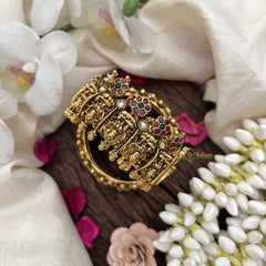 Vriksham Traditional Lakshmi Ruby & Emerald Floral Motifs-Screw Type Bangles-G19915