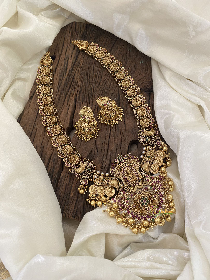 Premium Antique Temple Haram - Lakshmi Haram-Gold Bead -G11340