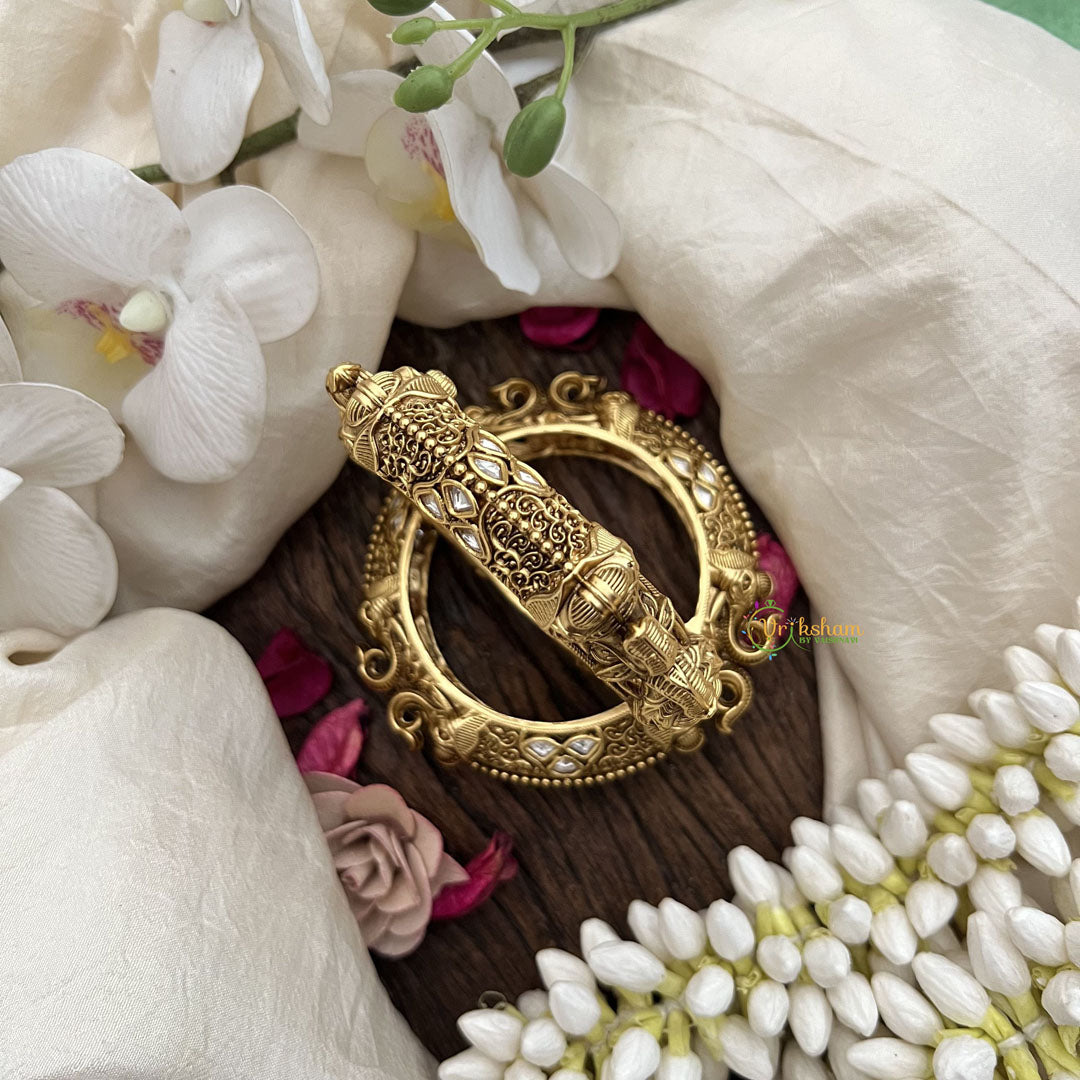 Vriksham Elegant Peacock With White Kundan and CZ Detailing-Screw Type Bangles-G19917