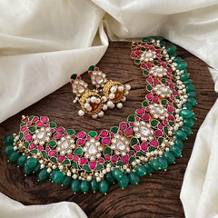 Premium Floral Kundan Jadau Short Neckpiece - J2104