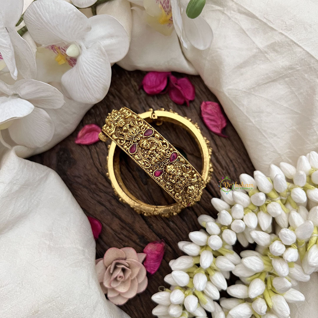 Vriksham Designer Lakshmi Motif & Ruby Detailing-Screw Type Bangles-G19918