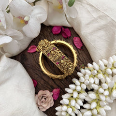 Vriksham Designer Lakshmi Motif & Ruby Detailing-Screw Type Bangles-G19918