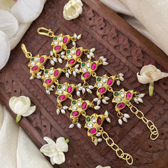 Vriksham Antique Designer Kundan Jadau Single Strand Maatil-Rice Pearls-J3426