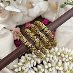Vriksham Intricate Filigree Bangles With Colorful Floral Bangles–Set of 4-G19922