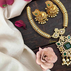 Vriksham Golden Square Pendant Style Red Ruby Hasil Short Neckpiece-G21309