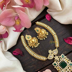 Vriksham Golden Square Pendant Style Red Ruby Hasil Short Neckpiece-G21309