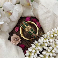 Vriksham Antique Gold Bangles with Green Stone Inlay Bangles–Set of 4-G19923