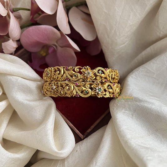 Designer AD Stone Floral Bangle Set-G14767