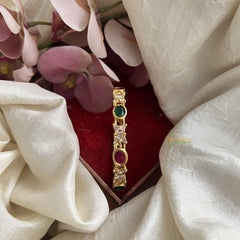 Premium Gold Alike Red Green AD Stone Kada Bangle-G14805