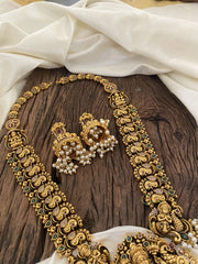 Premium AD Stone Lakshmi Pendant Haram with Mogappu-Pearl-G11339
