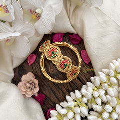 Vriksham Lotus Handcrafted Gold Finish with Floral Motif Bangles-Red Green-G19925