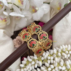 Vriksham Lotus Handcrafted Gold Finish with Floral Motif Bangles-Red Green-G19925