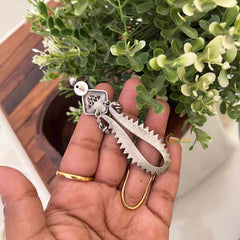 Vriksham Oxidized Silver Elongated Geometric Dangles with Pastel Enamel Earrings-S1087