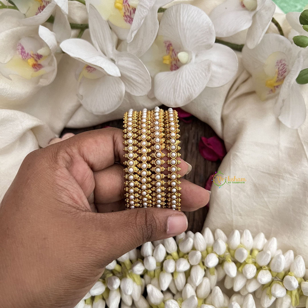 Vriksham Classic Pearl Gold Bangles-Set Of 4-G19928