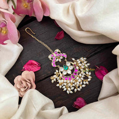 Vriksham Antique Lotus & Peacock Maang Tika & Rice Pearls-G21312