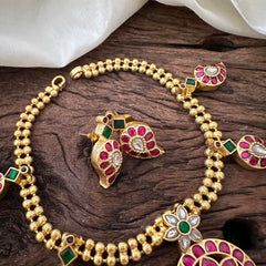 Gold Look Alike Floral Kundan Jadau Choker -Manga- J2121