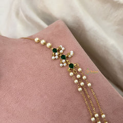 Vriksham Pearl Layer Style Kundan Jadau Short Neckpiece-Green-J3380