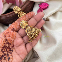 Vriksham Traditional Lakshmi Gold look Dome Jhumka Earrings-Gold Bead-G21215