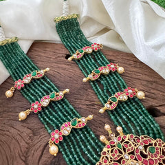 Royal Multilayer Kundan Jadau Dual Peacock Pendant Haram -J2115